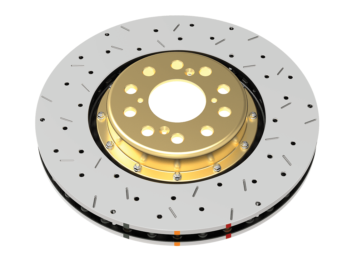 5000 series cross drilled and slotted gold brake rotor