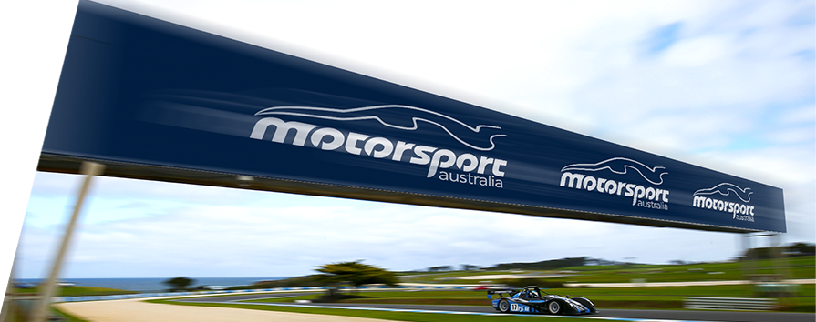 Motorsport Australia logo at a race track