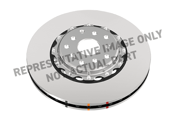 DBA 5000 Series 2-Piece Drilled Front Rotor w/ Black Hat | Hyundai Kona N (22-23) (DBA53148BLKXD) main image 1